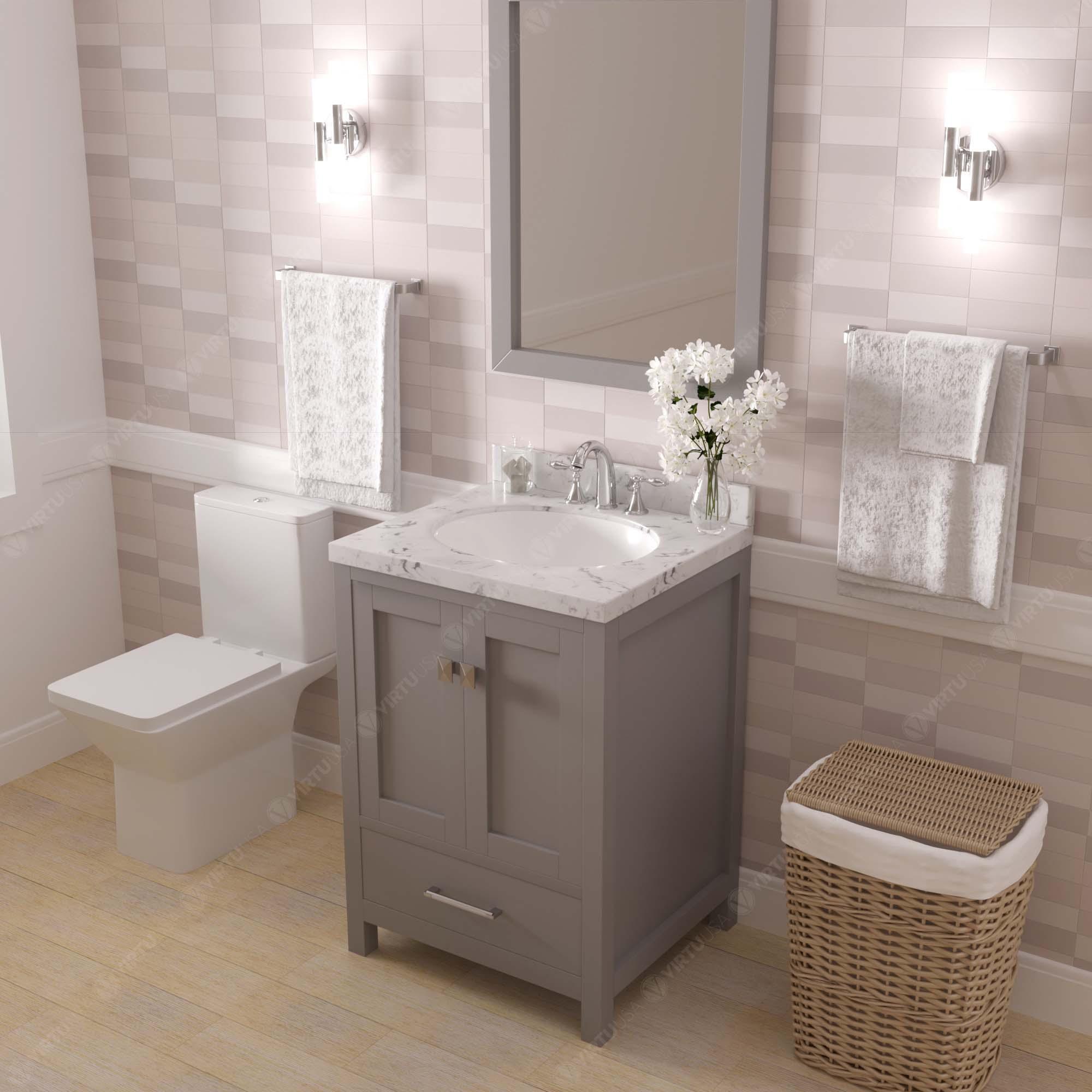 Caroline Avenue 24" Single Bath Vanity Set with Cultured Marble Quartz Top & Oval Centered Basin
