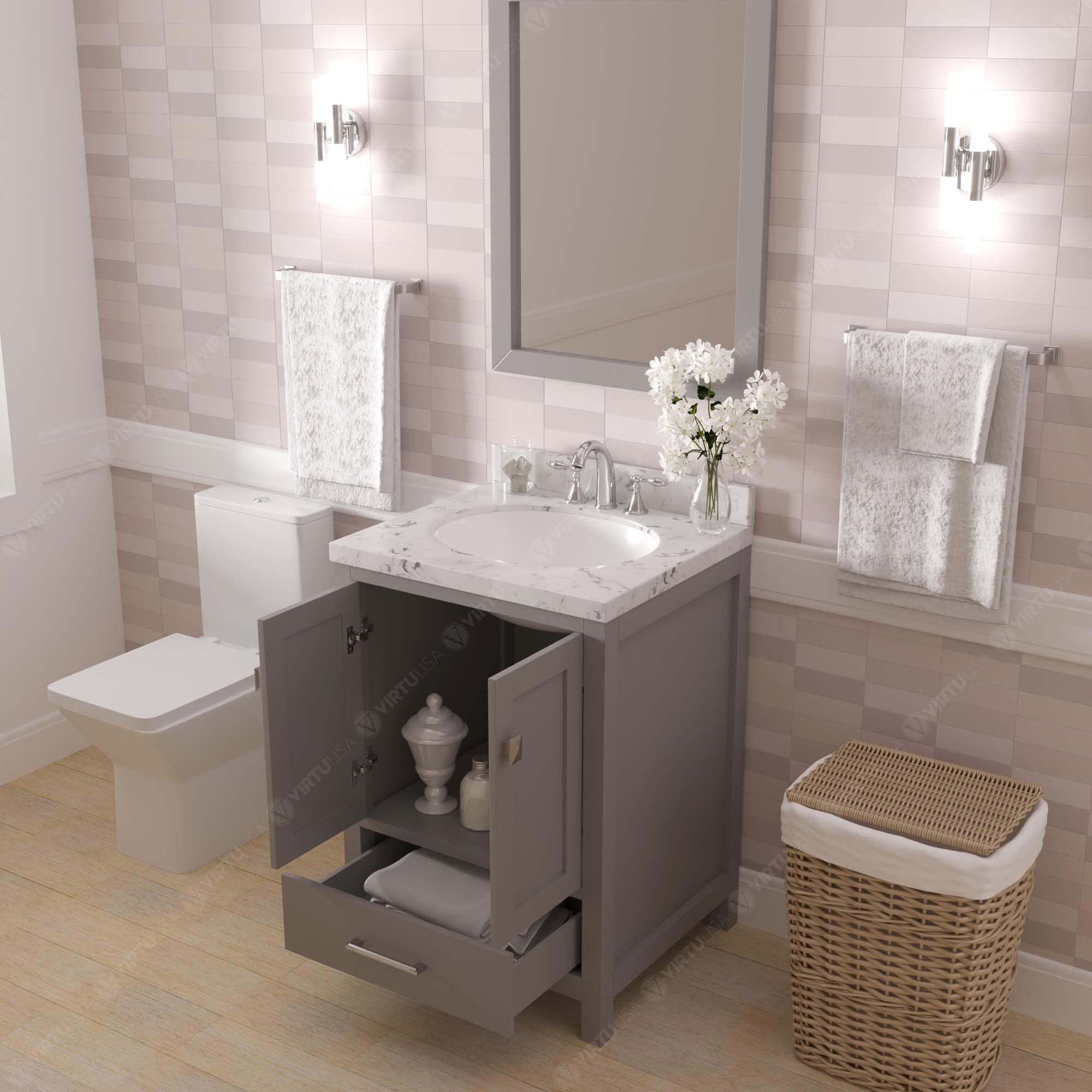 Caroline Avenue 24" Single Bath Vanity Set with Cultured Marble Quartz Top & Oval Centered Basin