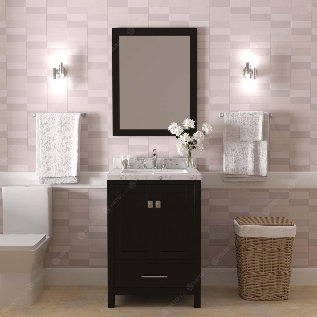 Caroline Avenue 24" Single Bath Vanity Set with Cultured Marble Quartz Top & Oval Centered Basin