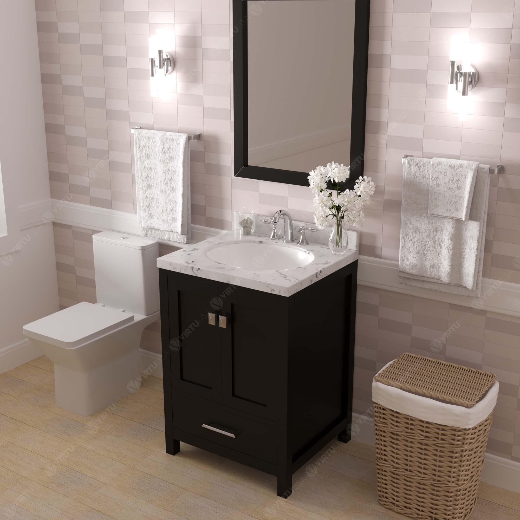 Caroline Avenue 24" Single Bath Vanity Set with Cultured Marble Quartz Top & Oval Centered Basin