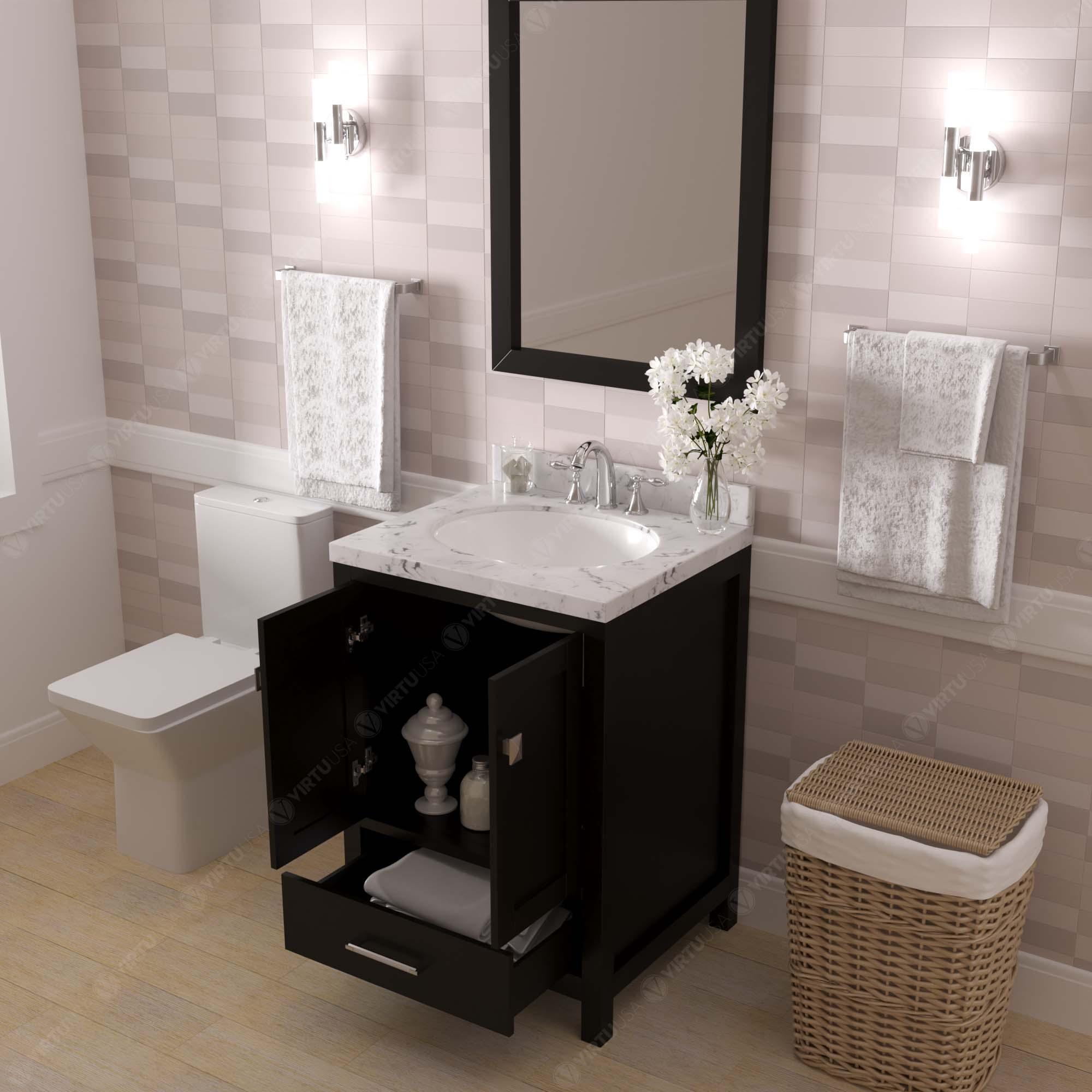 Caroline Avenue 24" Single Bath Vanity Set with Cultured Marble Quartz Top & Oval Centered Basin