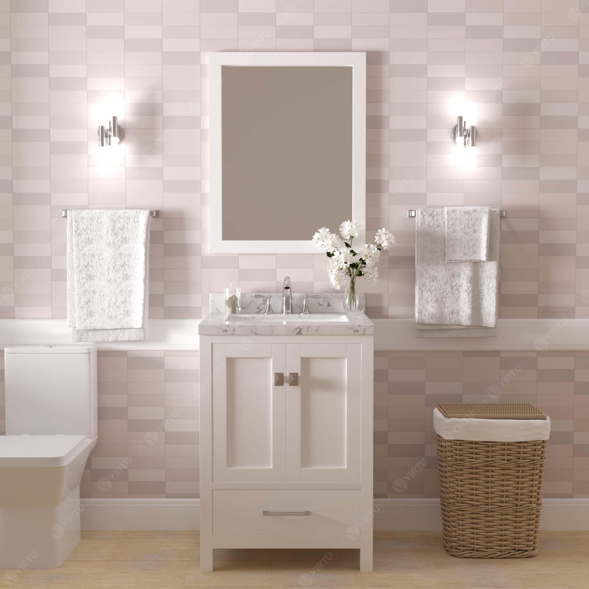 Caroline Avenue 24" Single Bath Vanity Set with Cultured Marble Quartz Top & Oval Centered Basin