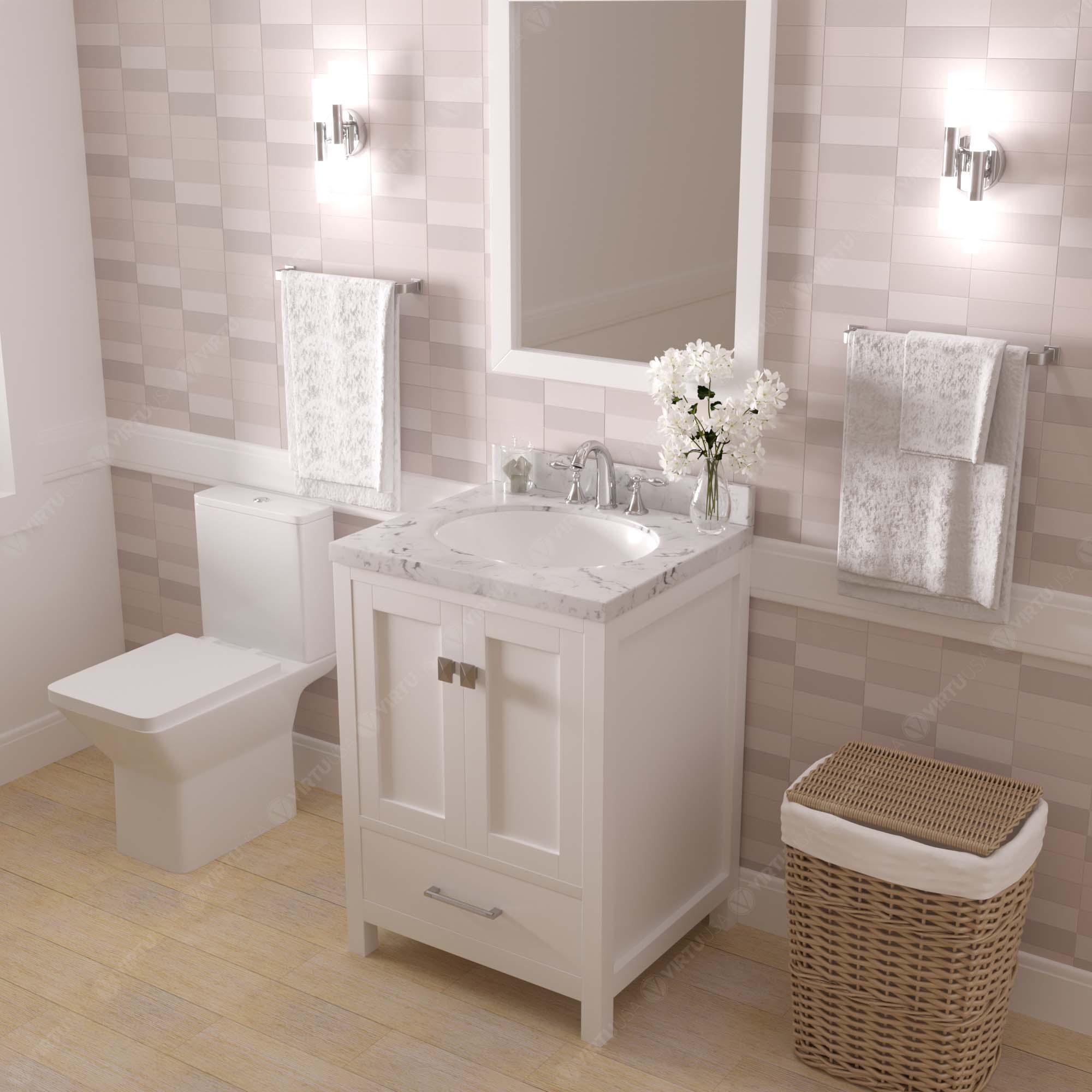 Caroline Avenue 24" Single Bath Vanity Set with Cultured Marble Quartz Top & Oval Centered Basin
