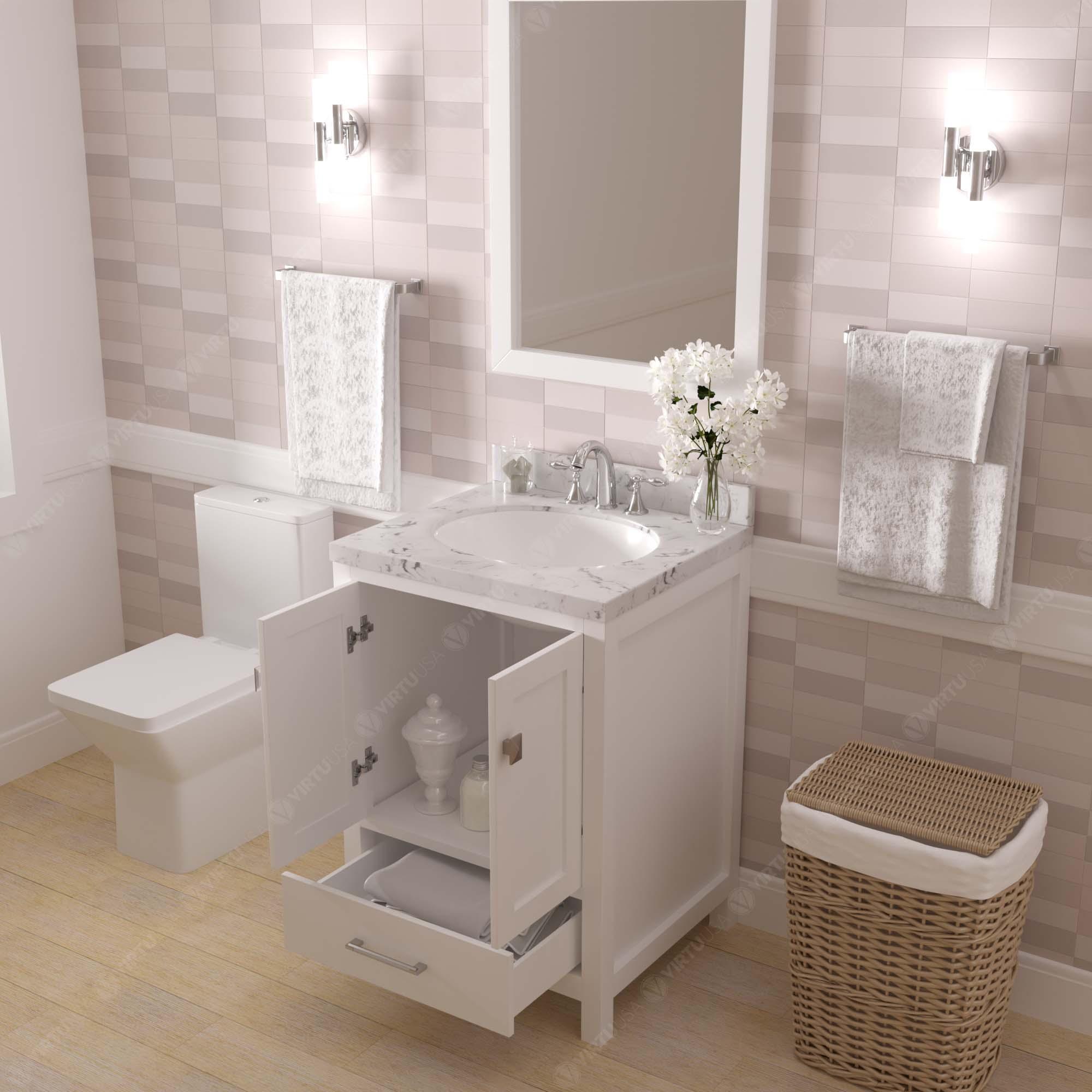 Caroline Avenue 24" Single Bath Vanity Set with Cultured Marble Quartz Top & Oval Centered Basin