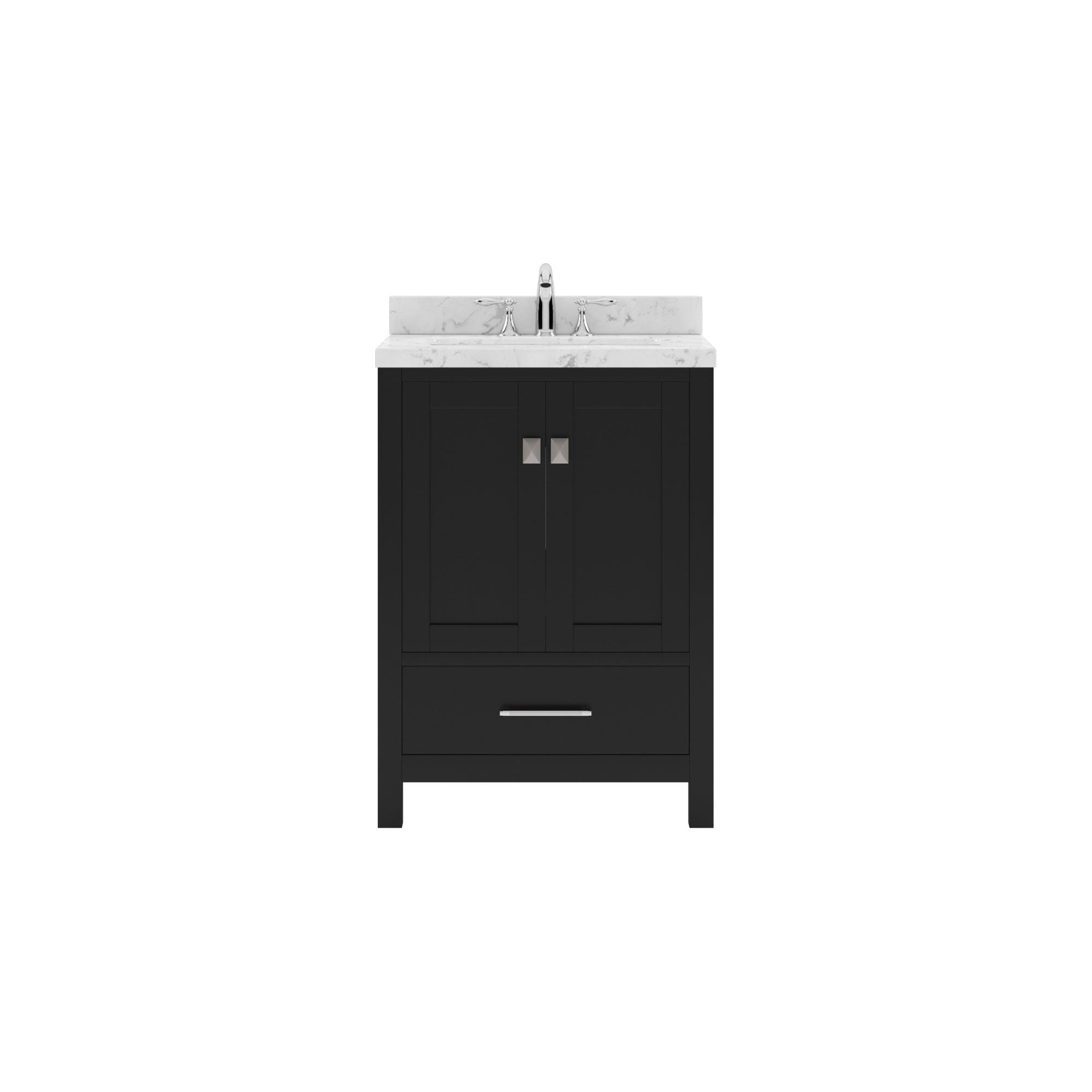 Caroline Avenue 24" Single Bath Vanity Set with Cultured Marble Quartz Top & Rectangular Centered Basin