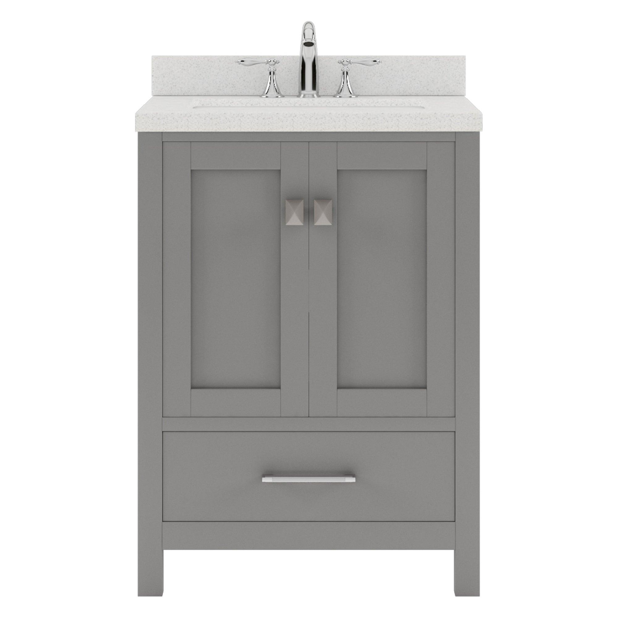Caroline Avenue 24" Single Bath Vanity Set with Dazzle White Quartz Top & Oval Centered Basin