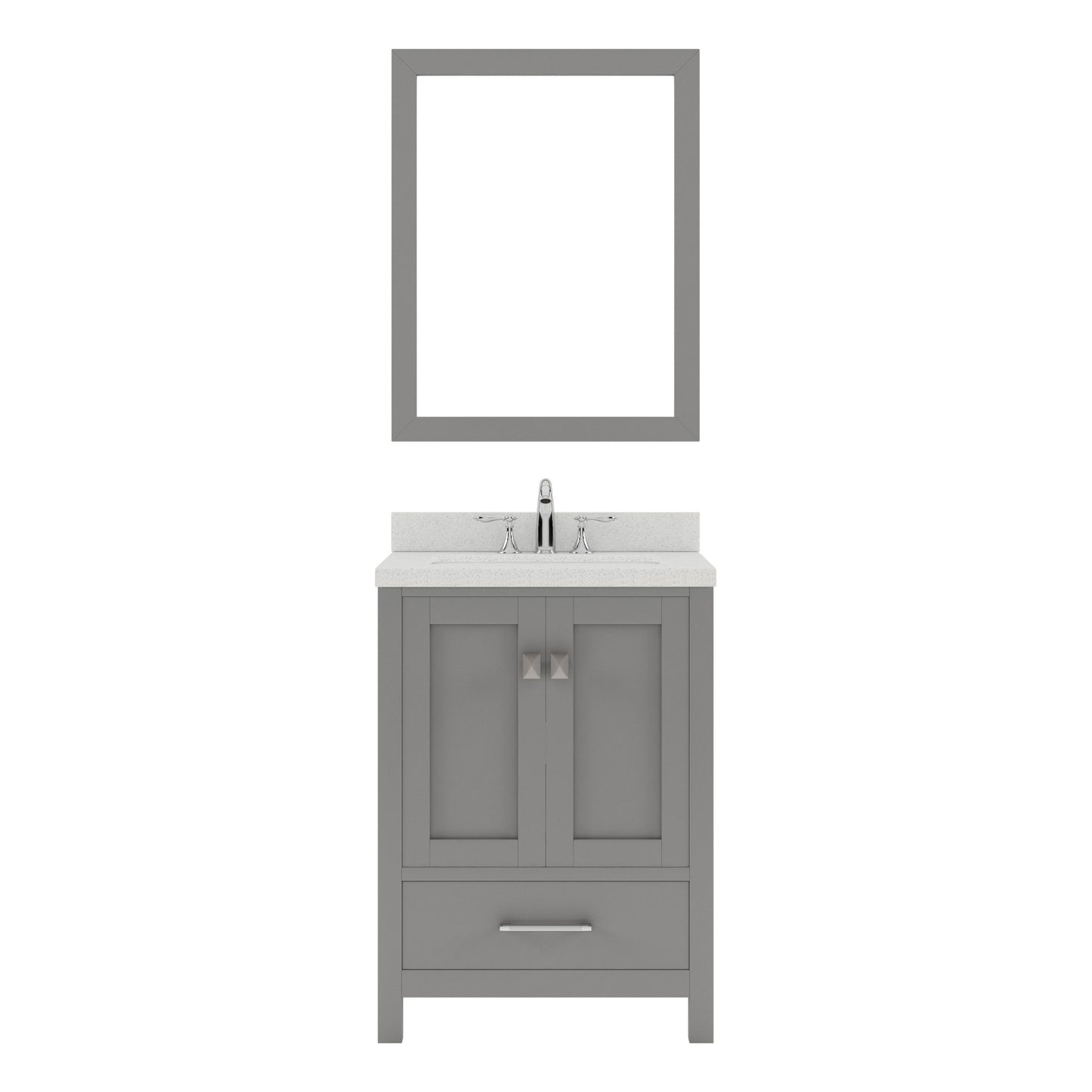 Caroline Avenue 24" Single Bath Vanity Set with Dazzle White Quartz Top & Oval Centered Basin