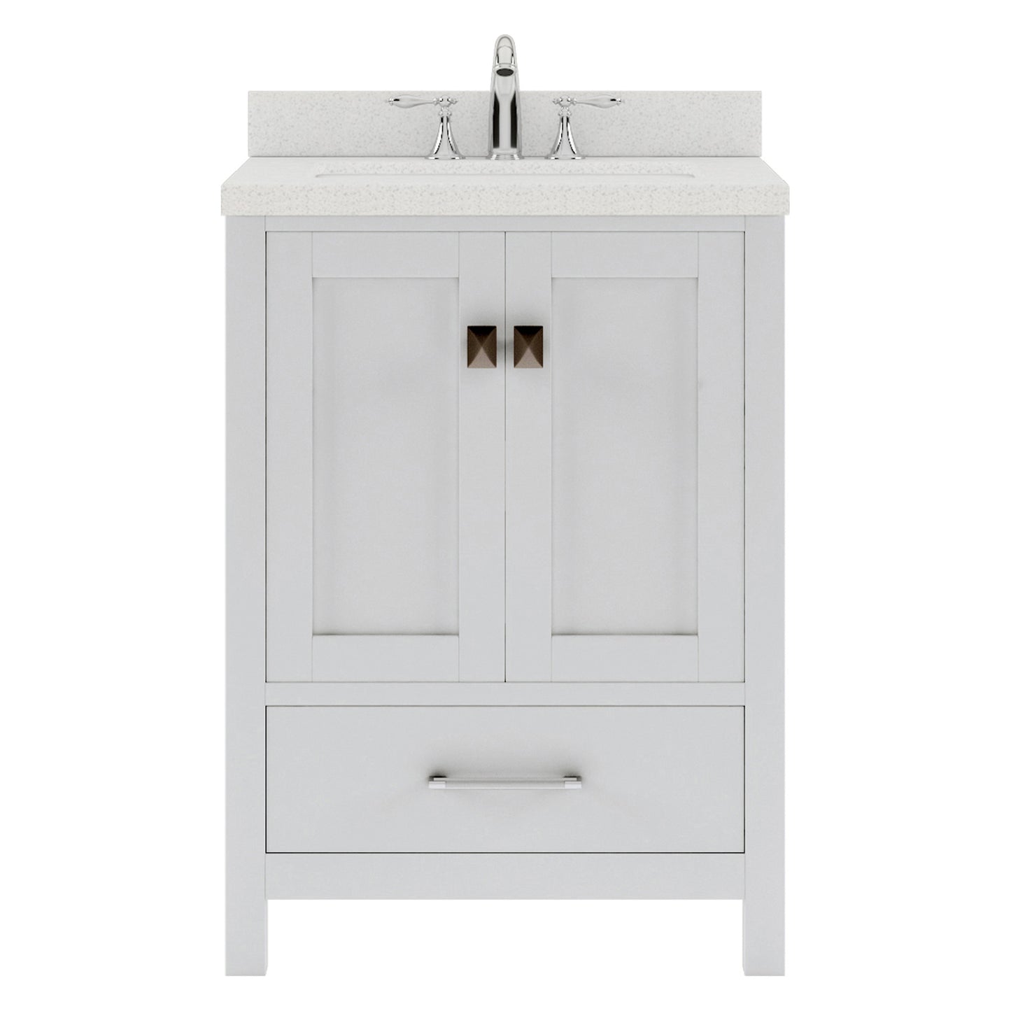 Caroline Avenue 24" Single Bath Vanity Set with Dazzle White Quartz Top & Oval Centered Basin