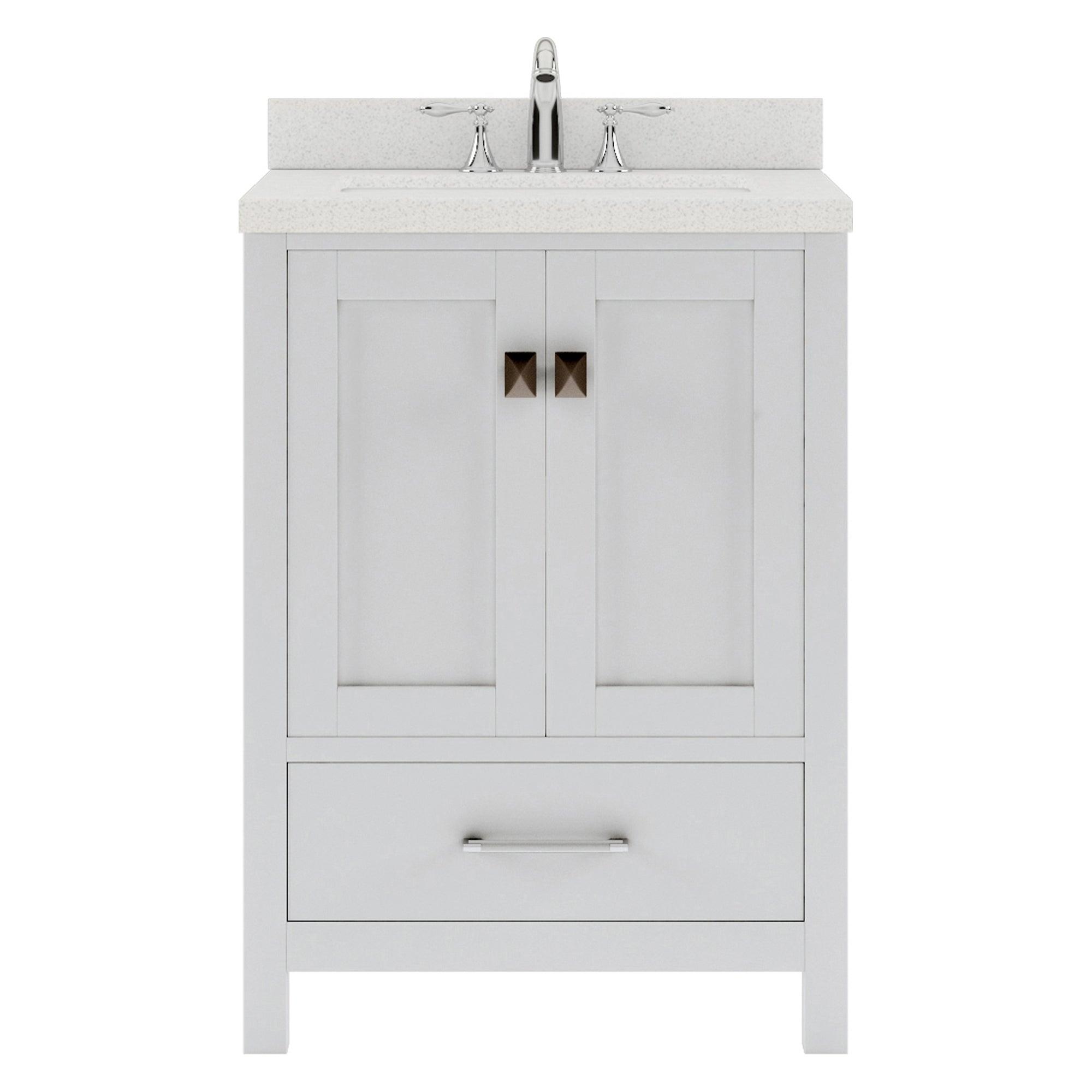 Caroline Avenue 24" Single Bath Vanity Set with Dazzle White Quartz Top & Oval Centered Basin