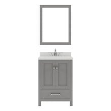 Load image into Gallery viewer, GS-50024-DWQSQ-GR Gray Caroline Avenue 24&quot; Single Bath Vanity Set with Dazzle White Quartz Top &amp; Rectangular Centered Basin, mirror