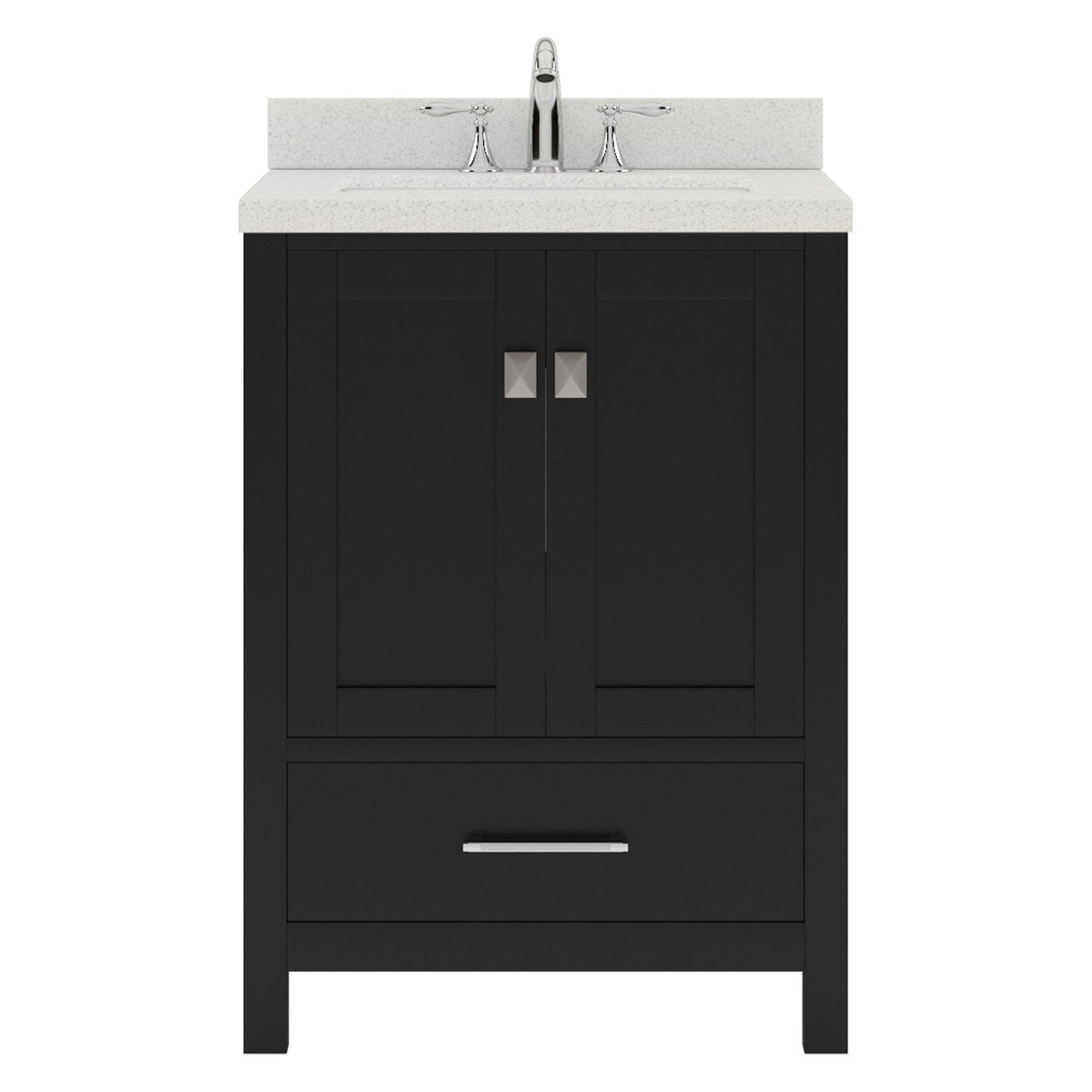 GS-50024-DWQSQ-ES Espresso Caroline Avenue 24" Single Bath Vanity Set with Dazzle White Quartz Top & Rectangular Centered Basin