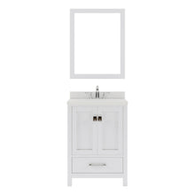 Load image into Gallery viewer, GS-50024-DWQSQ-WH White Caroline Avenue 24&quot; Single Bath Vanity Set with Dazzle White Quartz Top &amp; Rectangular Centered Basin, mirror