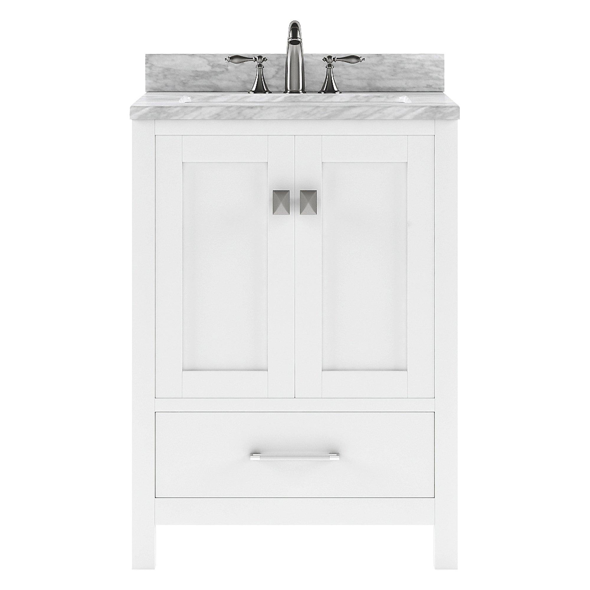 Caroline Avenue 24" Single Bath Vanity Set with Italian Carrara White Marble Top & Oval Centered Basin