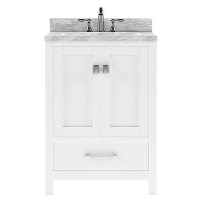 Caroline Avenue 24" Single Bath Vanity Set with Italian Carrara White Marble Top & Oval Centered Basin