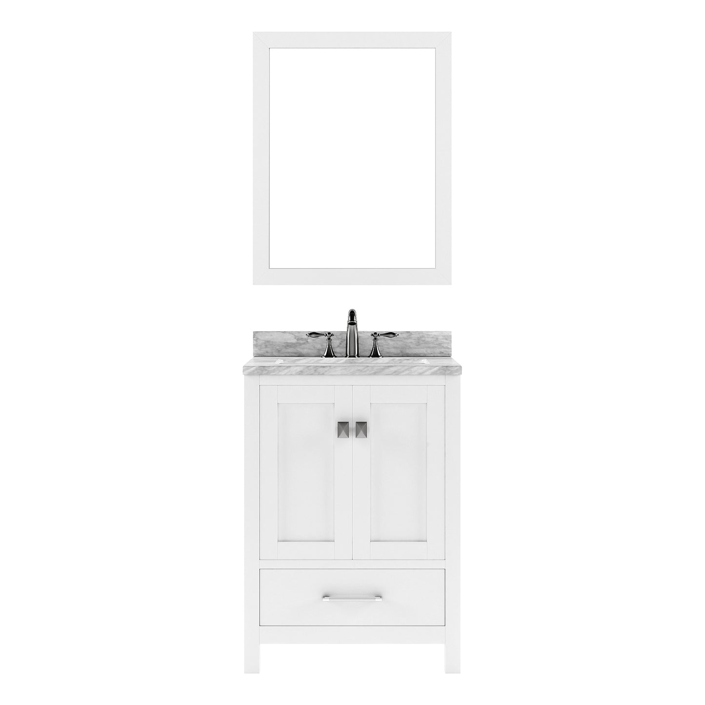 Caroline Avenue 24" Single Bath Vanity Set with Italian Carrara White Marble Top & Oval Centered Basin