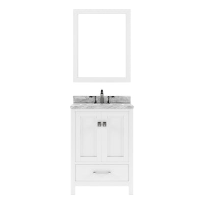 Caroline Avenue 24" Single Bath Vanity Set with Italian Carrara White Marble Top & Oval Centered Basin