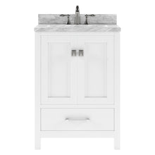 Load image into Gallery viewer, GS-50024-WMSQ-WH White Caroline Avenue 24&quot; Single Bath Vanity Set with Italian Carrara White Marble Top &amp; Rectangular Centered Basin