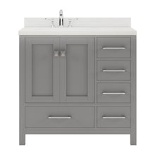 Load image into Gallery viewer, GS-50036-DWQSQ-CG Cashmere Gray Caroline Avenue 36&quot; Single Bath Vanity Set with Dazzle White Quartz Top &amp; Rectangular Centered Basin