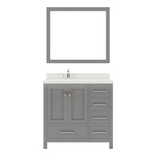 Load image into Gallery viewer, GS-50036-DWQSQ-CG Cashmere Gray Caroline Avenue 36&quot; Single Bath Vanity Set with Dazzle White Quartz Top &amp; Rectangular Centered Basin, Mirror