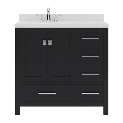 GS-50036-DWQSQ-ES Espresso Caroline Avenue 36" Single Bath Vanity Set with Dazzle White Quartz Top & Rectangular Centered Basin