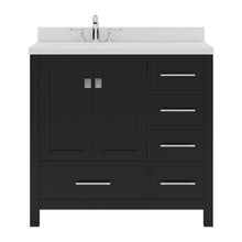 Load image into Gallery viewer, GS-50036-DWQSQ-ES Espresso Caroline Avenue 36&quot; Single Bath Vanity Set with Dazzle White Quartz Top &amp; Rectangular Centered Basin