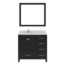 Load image into Gallery viewer, GS-50036-DWQSQ-ES Espresso Caroline Avenue 36&quot; Single Bath Vanity Set with Dazzle White Quartz Top &amp; Rectangular Centered Basin, Mirror