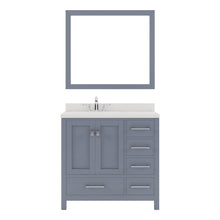 Load image into Gallery viewer, GS-50036-DWQSQ-GR Gray Caroline Avenue 36&quot; Single Bath Vanity Set with Dazzle White Quartz Top &amp; Rectangular Centered Basin, Mirror