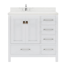 Load image into Gallery viewer, GS-50036-DWQSQ-WH White Caroline Avenue 36&quot; Single Bath Vanity Set with Dazzle White Quartz Top &amp; Rectangular Centered Basin