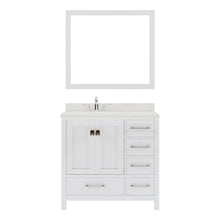 Load image into Gallery viewer, GS-50036-DWQSQ-WH White Caroline Avenue 36&quot; Single Bath Vanity Set with Dazzle White Quartz Top &amp; Rectangular Centered Basin, Mirror