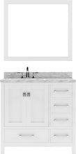 Load image into Gallery viewer, GS-50036-WMRO-WH White Caroline Avenue 36&quot; Single Bath Vanity Set with Italian Carrara White Marble Top &amp; Oval Left Offset Basin, Mirror
