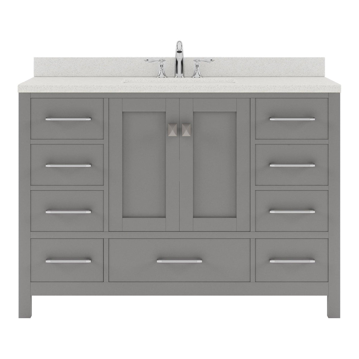GS-50048-DWQRO-CG Cashmere Gray Caroline Avenue 48" Single Bath Vanity Set with Dazzle White Quartz Top & Oval Centered Basin