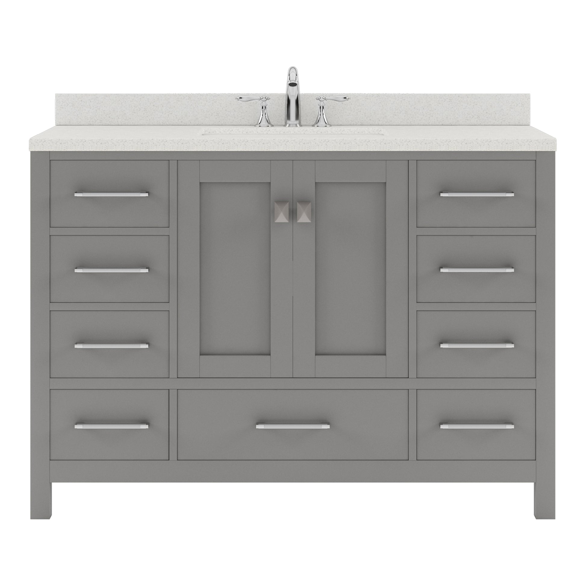 GS-50048-DWQRO-CG Cashmere Gray Caroline Avenue 48" Single Bath Vanity Set with Dazzle White Quartz Top & Oval Centered Basin