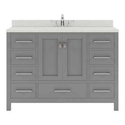 GS-50048-DWQRO-CG Cashmere Gray Caroline Avenue 48" Single Bath Vanity Set with Dazzle White Quartz Top & Oval Centered Basin