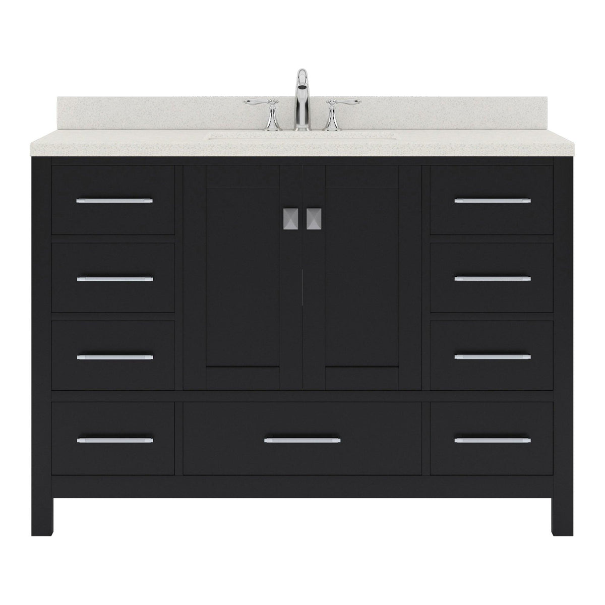 GS-50048-DWQRO-ES Espresso Caroline Avenue 48" Single Bath Vanity Set with Dazzle White Quartz Top & Oval Centered Basin