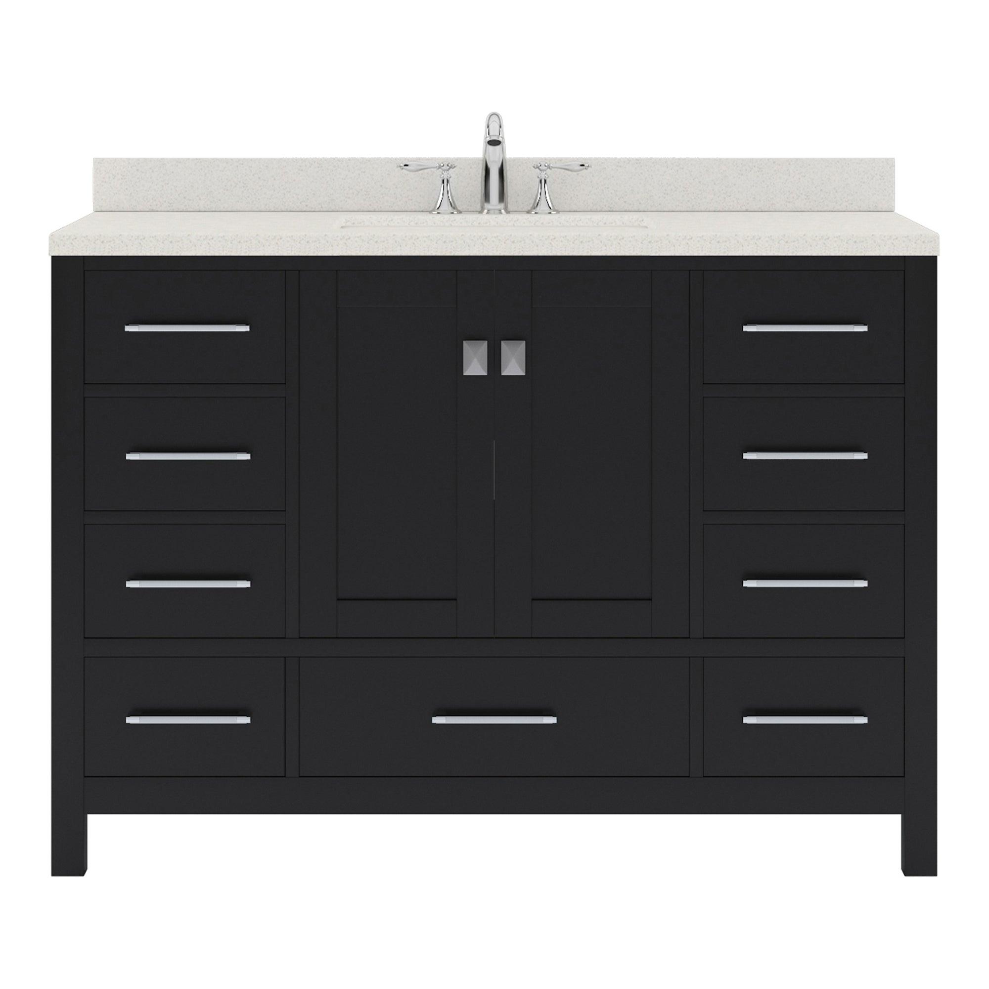 GS-50048-DWQRO-ES Espresso Caroline Avenue 48" Single Bath Vanity Set with Dazzle White Quartz Top & Oval Centered Basin