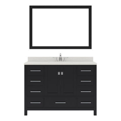 GS-50048-DWQRO-ES Espresso Caroline Avenue 48" Single Bath Vanity Set with Dazzle White Quartz Top & Oval Centered Basin, Mirror