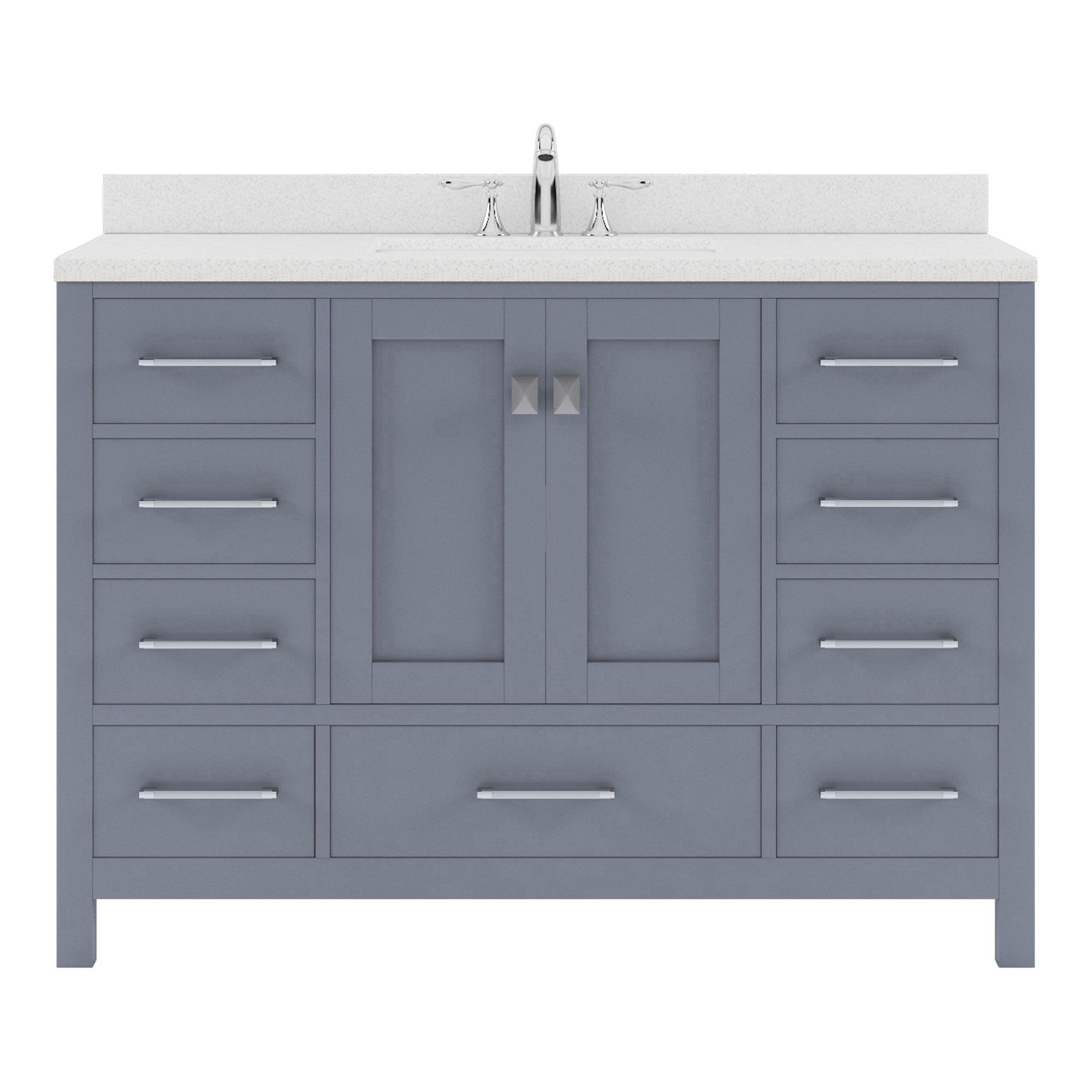 Caroline Avenue 48" Single Bath Vanity Set with Dazzle White Quartz Top & Oval Centered Basin