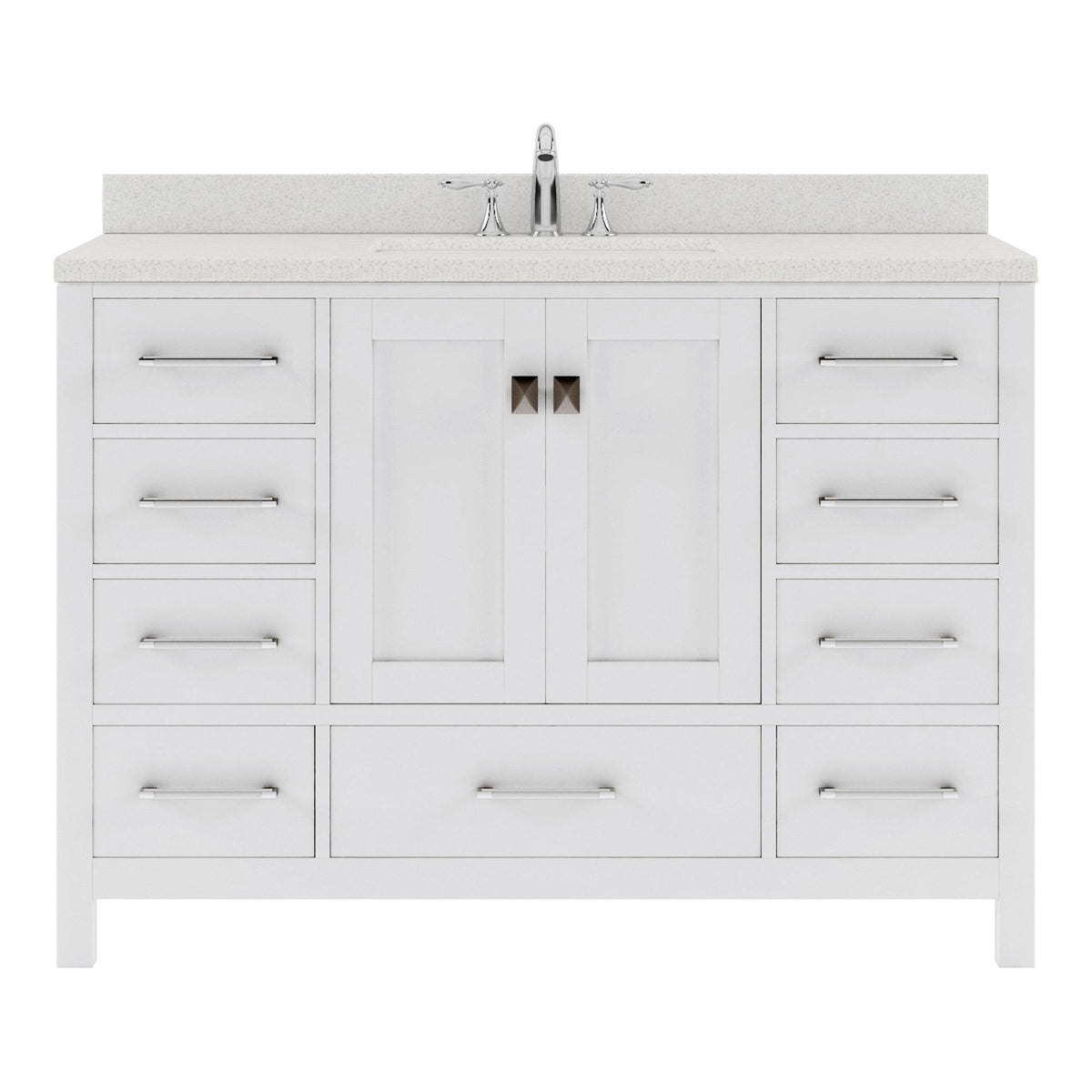 GS-50048-DWQRO-WH White Caroline Avenue 48" Single Bath Vanity Set with Dazzle White Quartz Top & Oval Centered Basin