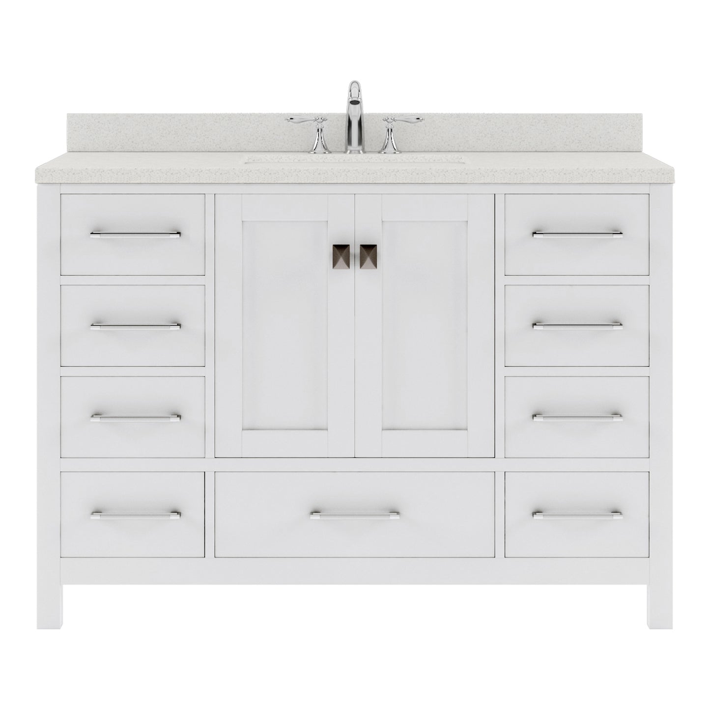 GS-50048-DWQRO-WH White Caroline Avenue 48" Single Bath Vanity Set with Dazzle White Quartz Top & Oval Centered Basin