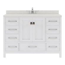 Load image into Gallery viewer, GS-50048-DWQRO-WH White Caroline Avenue 48&quot; Single Bath Vanity Set with Dazzle White Quartz Top &amp; Oval Centered Basin