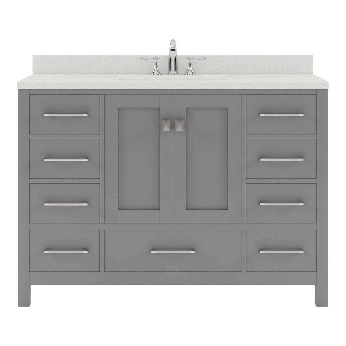 GS-50048-DWQSQ-CG Cashmere Gray Caroline Avenue 48" Single Bath Vanity Set with Dazzle White Quartz Top & Rectangular Centered Basin