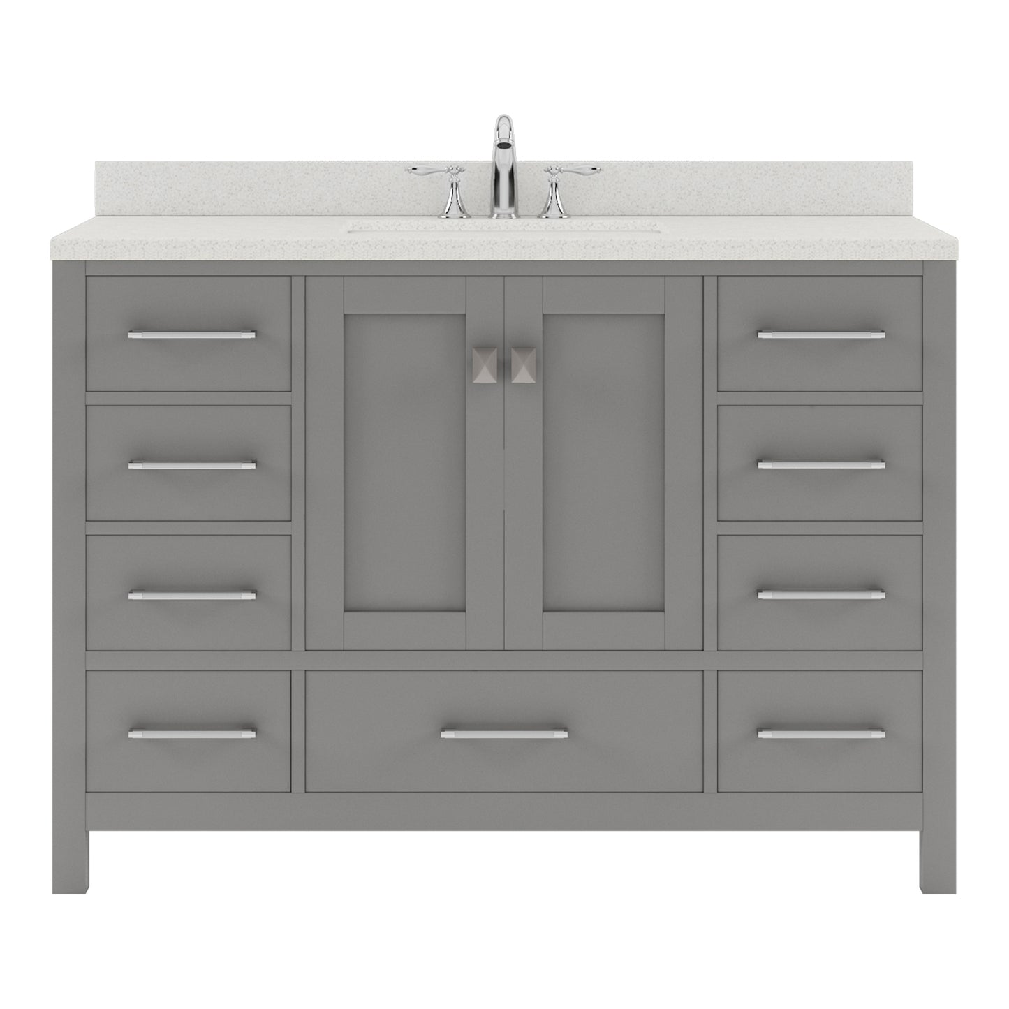 GS-50048-DWQSQ-CG Cashmere Gray Caroline Avenue 48" Single Bath Vanity Set with Dazzle White Quartz Top & Rectangular Centered Basin