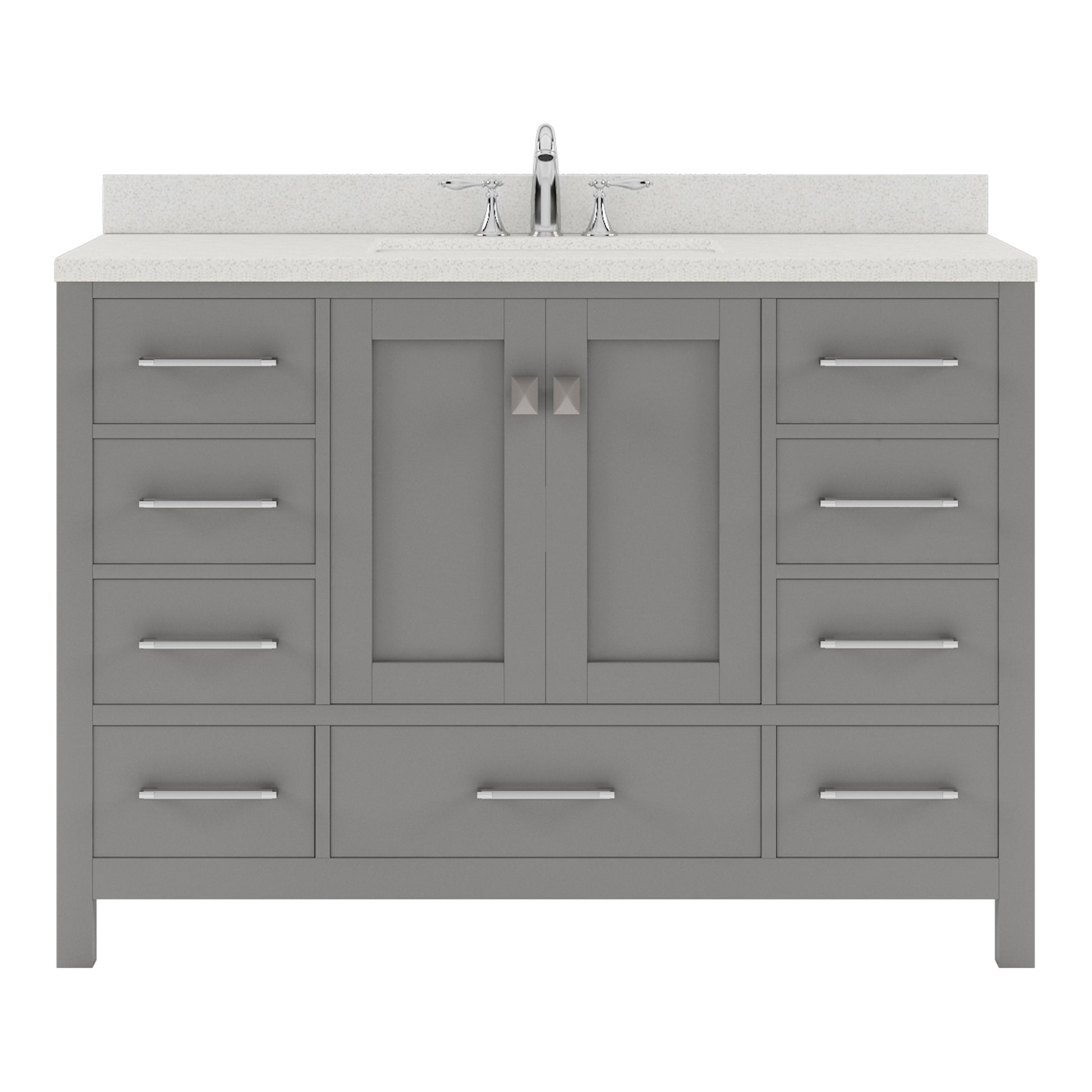 GS-50048-DWQSQ-CG Cashmere Gray Caroline Avenue 48" Single Bath Vanity Set with Dazzle White Quartz Top & Rectangular Centered Basin