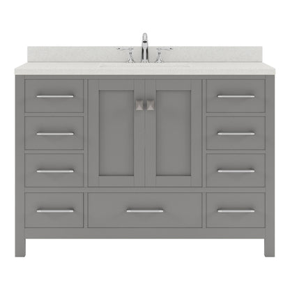 GS-50048-DWQSQ-CG Cashmere Gray Caroline Avenue 48" Single Bath Vanity Set with Dazzle White Quartz Top & Rectangular Centered Basin