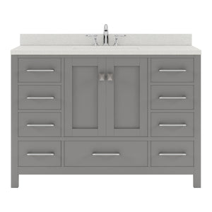 GS-50048-DWQSQ-CG Cashmere Gray Caroline Avenue 48" Single Bath Vanity Set with Dazzle White Quartz Top & Rectangular Centered Basin