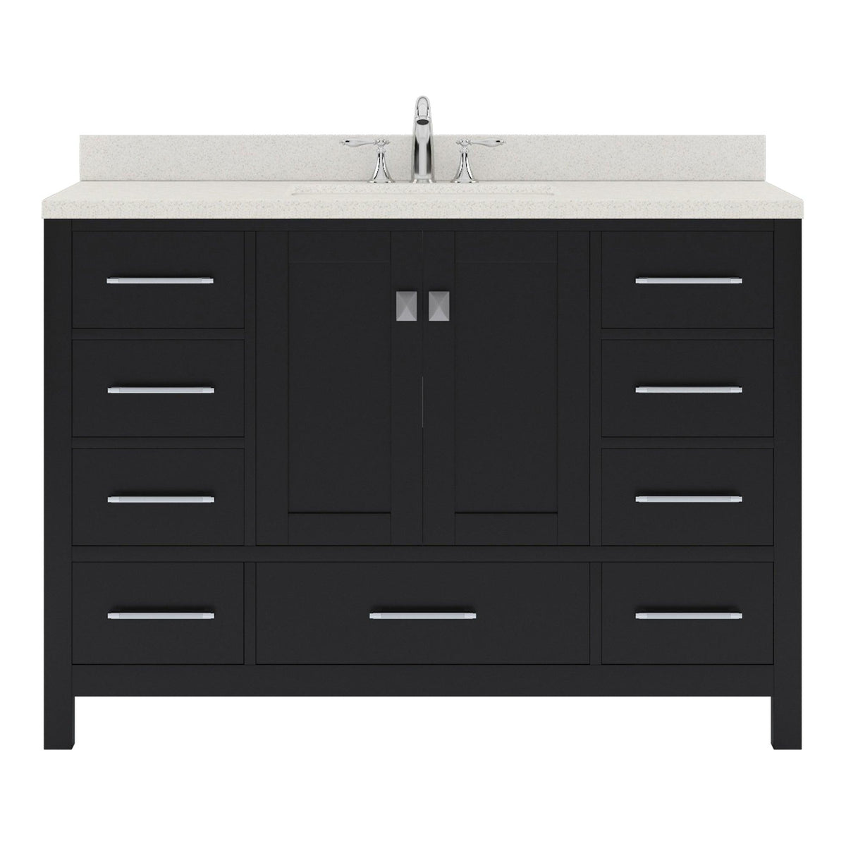 GS-50048-DWQSQ-ES Espresso Caroline Avenue 48" Single Bath Vanity Set with Dazzle White Quartz Top & Rectangular Centered Basin