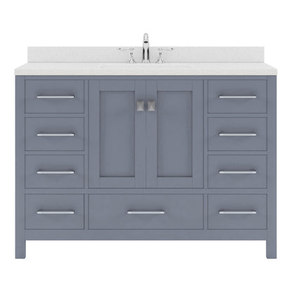 GS-50048-DWQSQ-GR Gray Caroline Avenue 48" Single Bath Vanity Set with Dazzle White Quartz Top & Rectangular Centered Basin