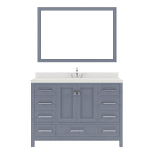 Load image into Gallery viewer, GS-50048-DWQSQ-GR Gray Caroline Avenue 48&quot; Single Bath Vanity Set with Dazzle White Quartz Top &amp; Rectangular Centered Basin, Mirror