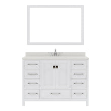 Load image into Gallery viewer, GS-50048-DWQSQ-WH White Caroline Avenue 48&quot; Single Bath Vanity Set with Dazzle White Quartz Top &amp; Rectangular Centered Basin, Mirror