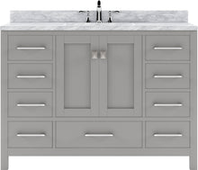 Load image into Gallery viewer, GS-50048-WMRO-CG Cashmere Gray Caroline Avenue 48&quot; Single Bath Vanity Set with Italian Carrara White Marble Top &amp; Oval Centered Basin